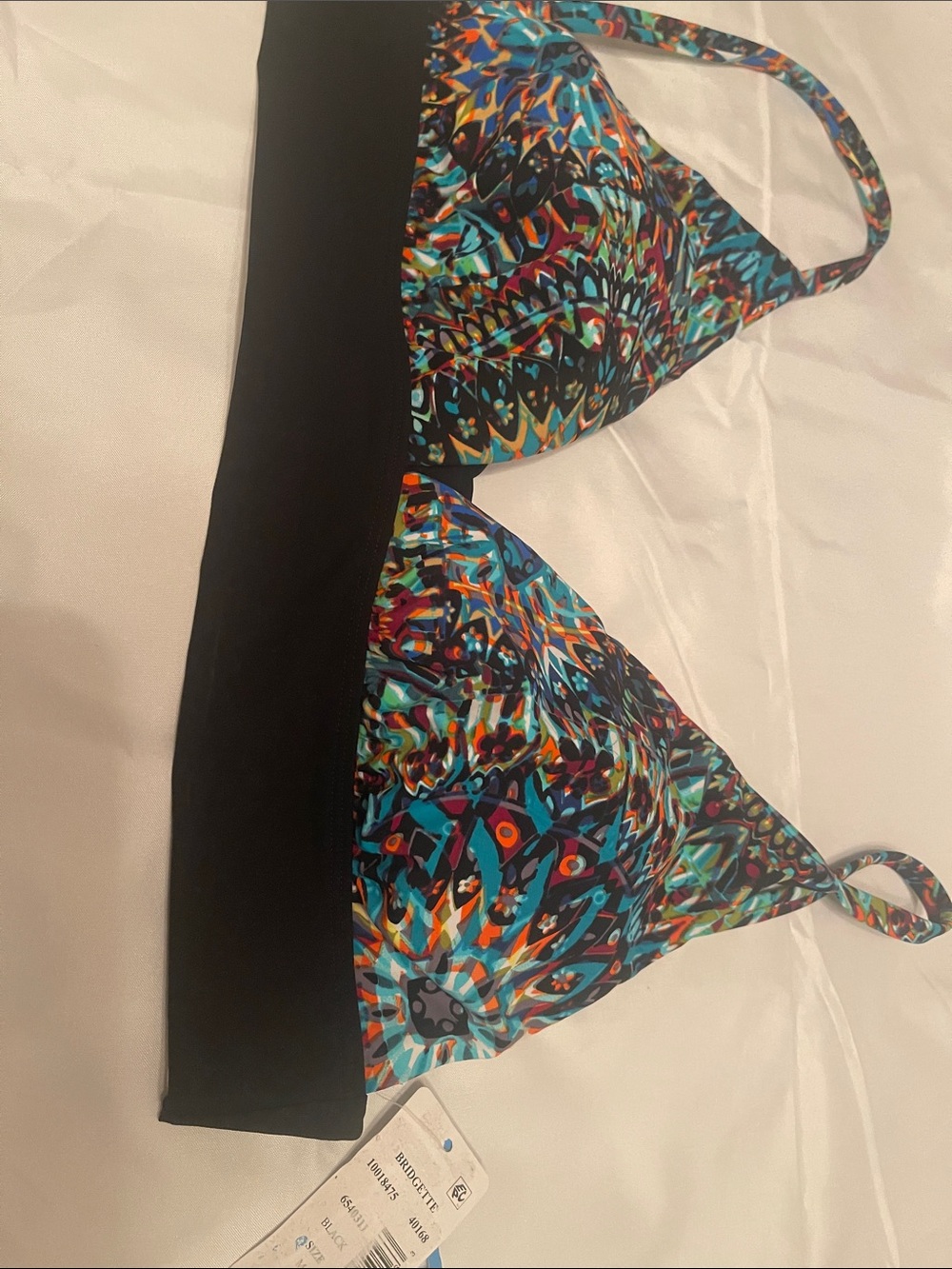Vibrant Multicolor Triangle Bikini Top with Black Band